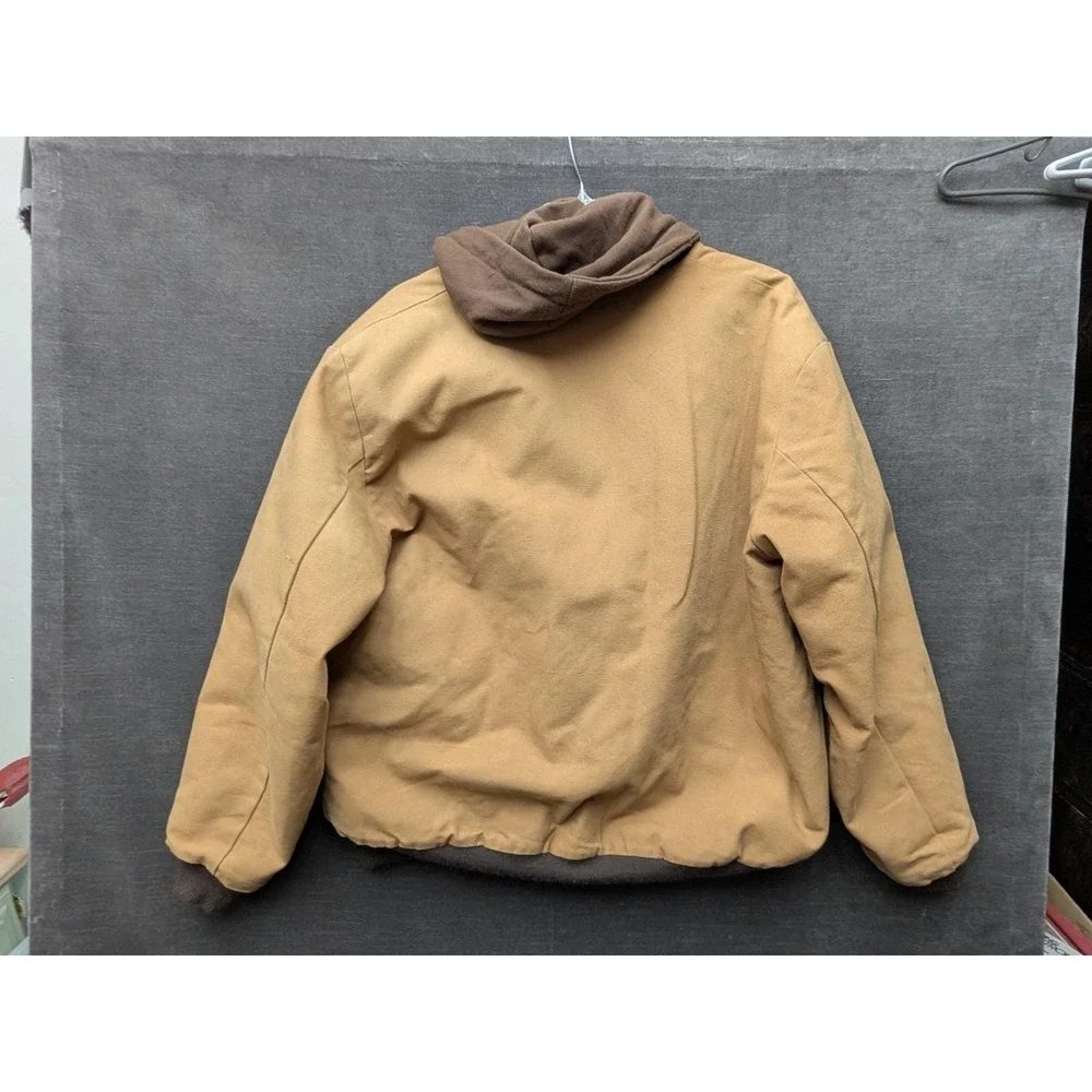 Vtg Muleskins Trashed Canvas Work Coat Chore Jacket Quilited Lining Farm Coat